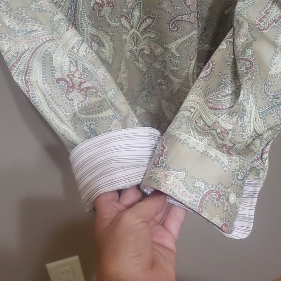 Chaps L tan paisley button down shirt - Picture 5 of 6